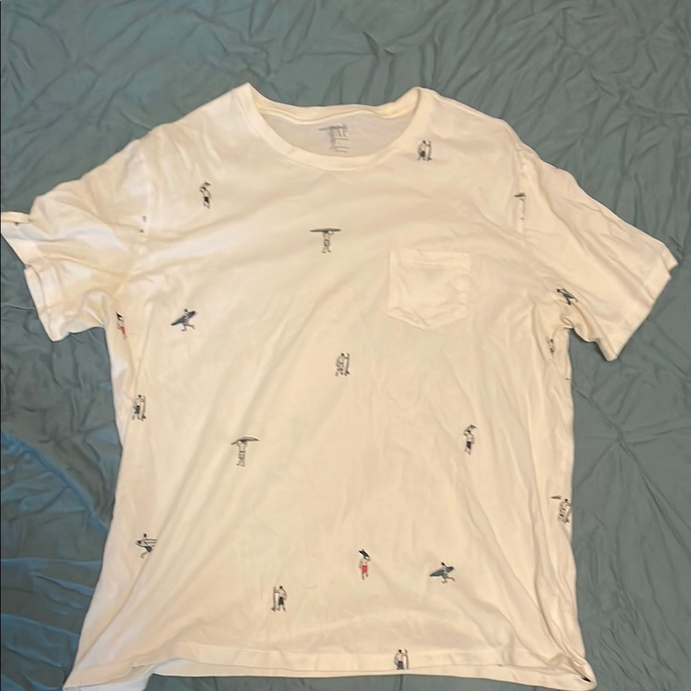 GAP White Short Sleeve Tee with Subtle Pattern